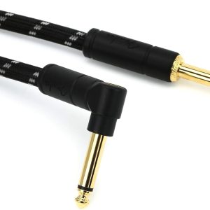 Fender Deluxe Series Cable de Instrumento para Guitarra, 4.5m, Recto/Angulado, Tweed Negro