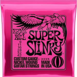 Ernie Ball Super Slinky - Cuerdas para guitarra eléctrica, entorchado de níquel, calibre 9-42
