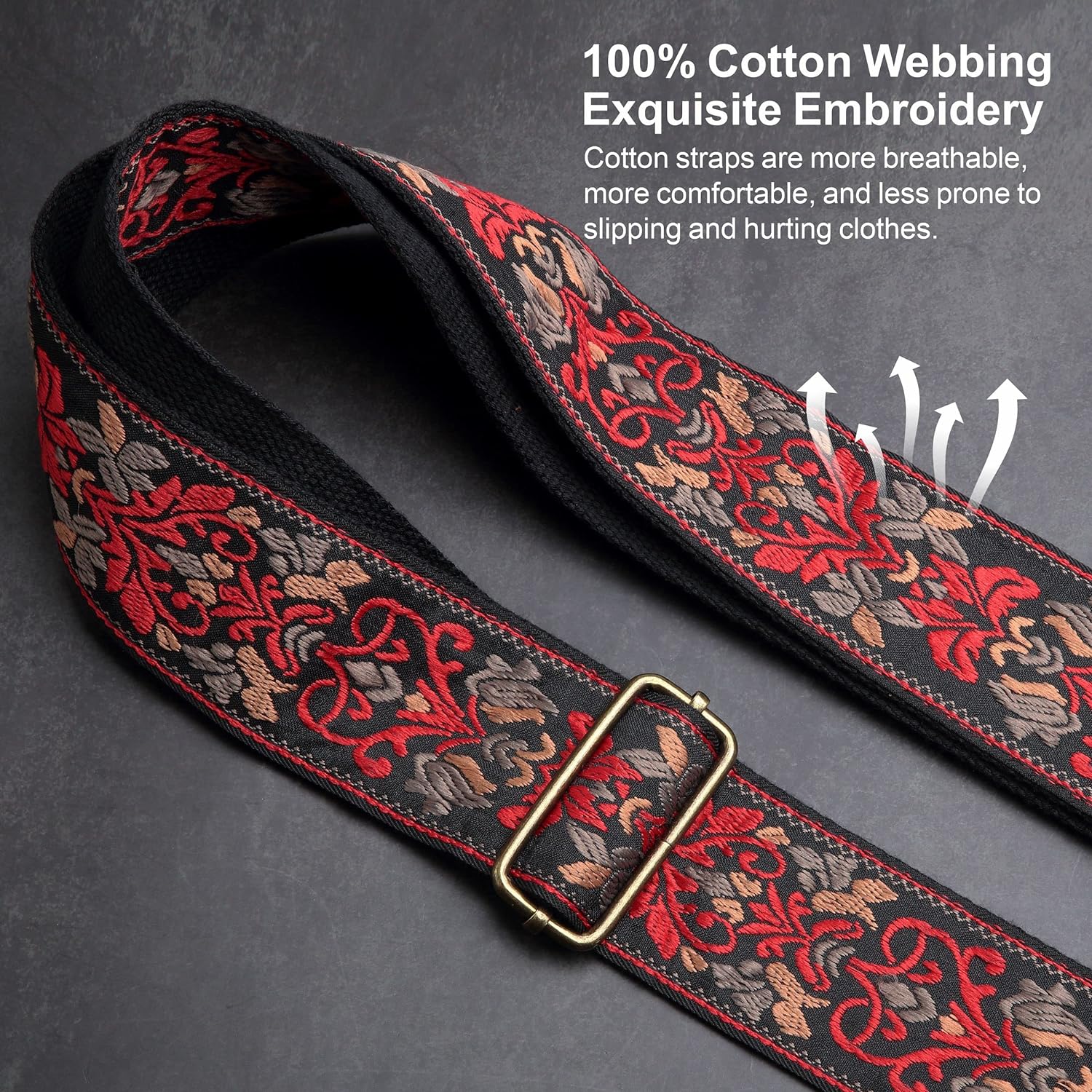 Nefelibata Correa de Guitarra, Bordado Jacquard con Extremos de Cuero para Bajo, Guitarra Eléctrica y Acústica - Imagen 10